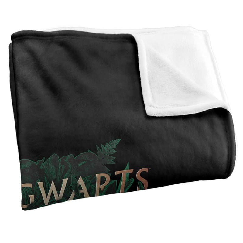 LOGOVISION Harry Potter Hogwarts Green and Gold Floral Crest Silky Touch Super Soft Throw Blanket 36"" x 58"" Hogwarts Green and Gold Floral Crest - Image 3